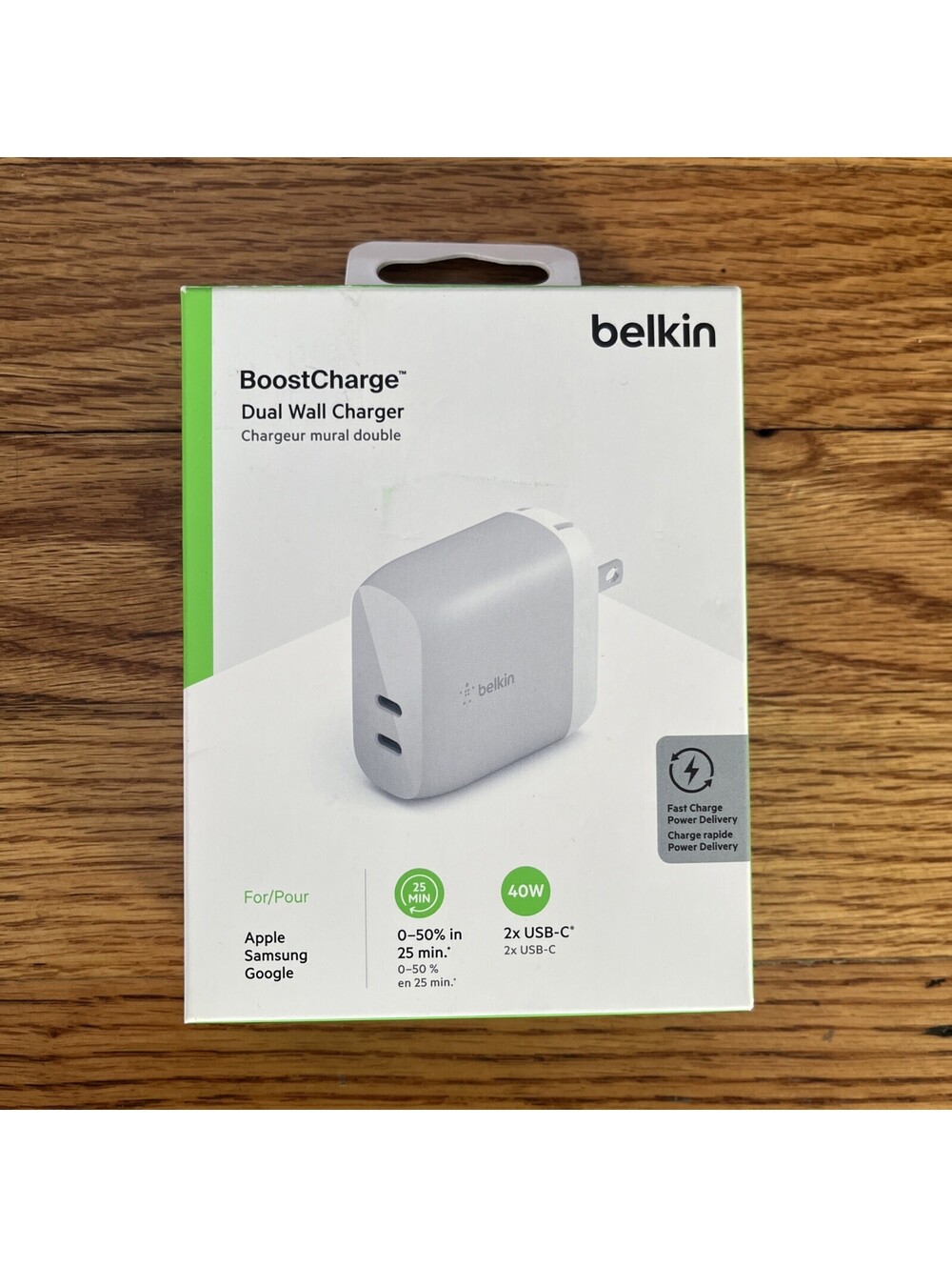 belkin BOOST↑CHARGE 40W DUAL WALL FAST CHARGER 2x USB-C Certified Apple Samsung